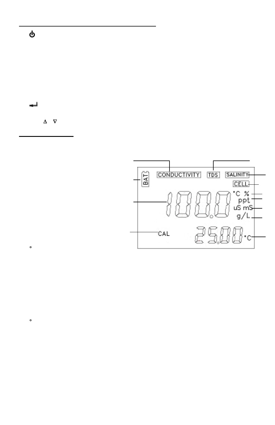 Funzioni chiave del modello ec300, Il display lcd | YSI EC300 User Manual | Page 36 / 40