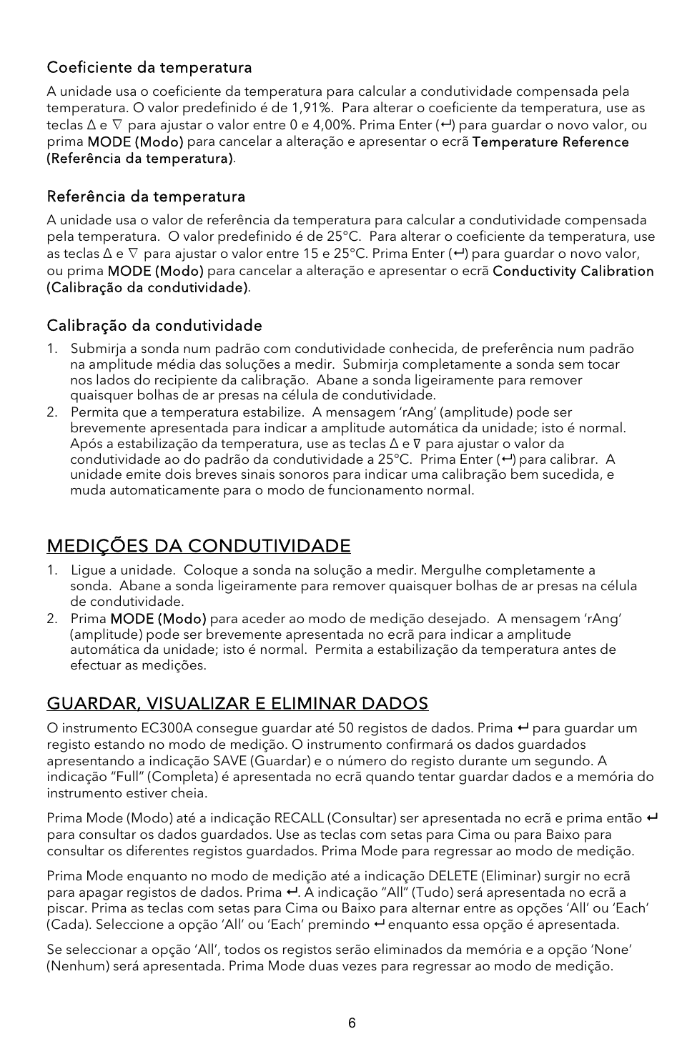 Medições da condutividade | YSI EC300A User Manual | Page 34 / 40