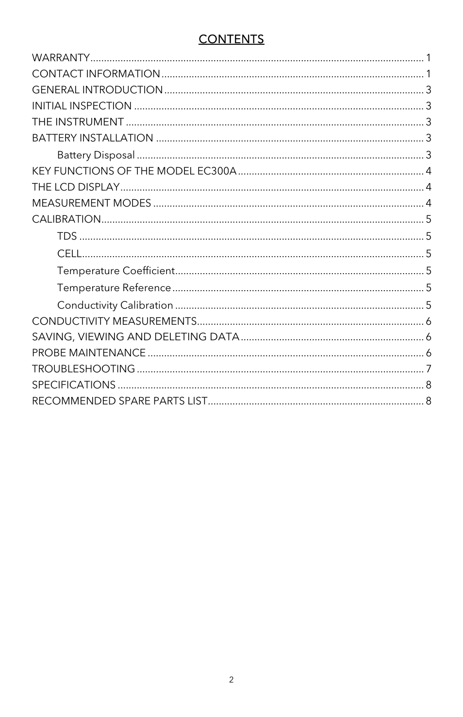 YSI EC300A User Manual | Page 4 / 40