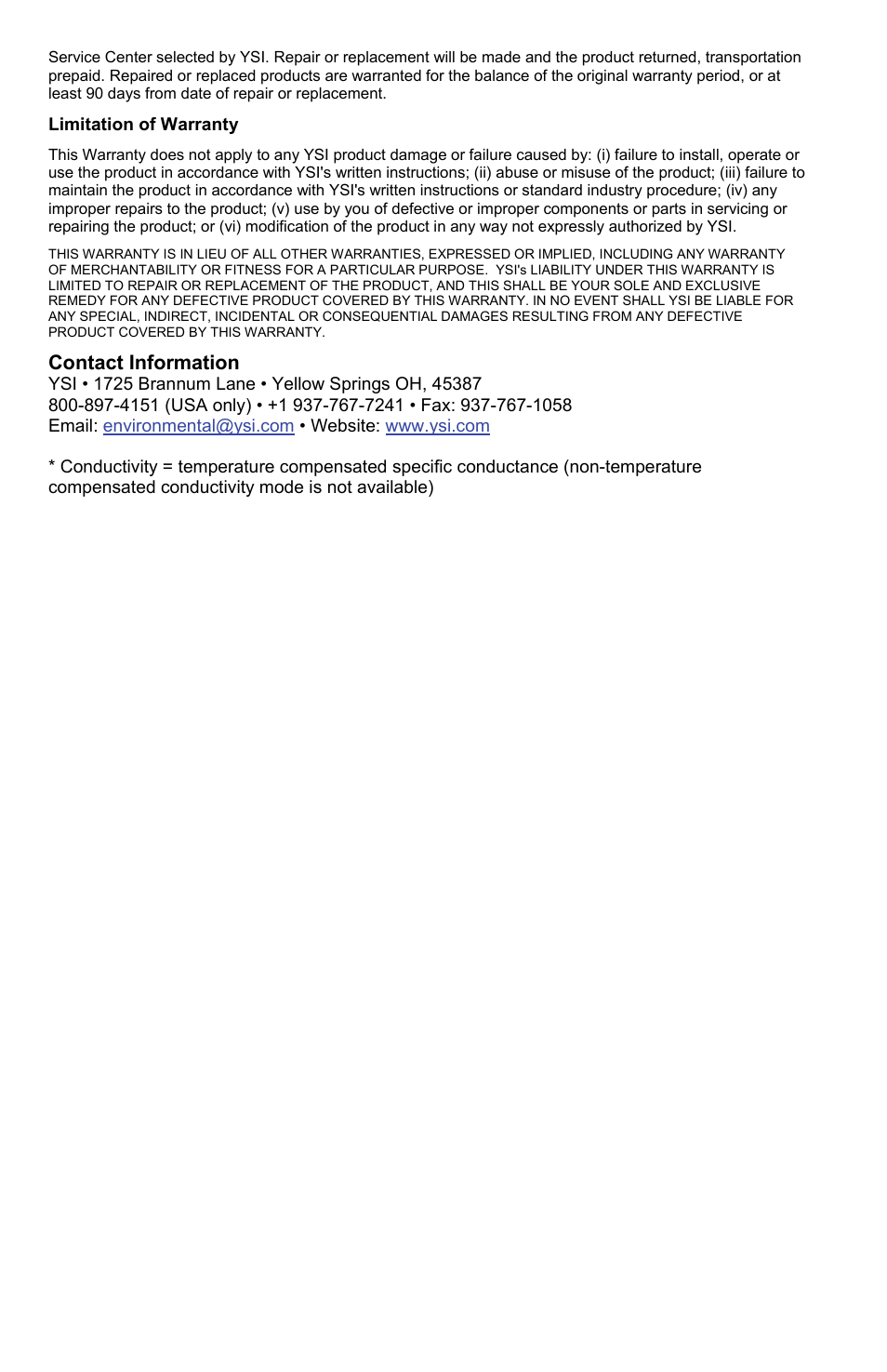 YSI EC30A User Manual | Page 4 / 12