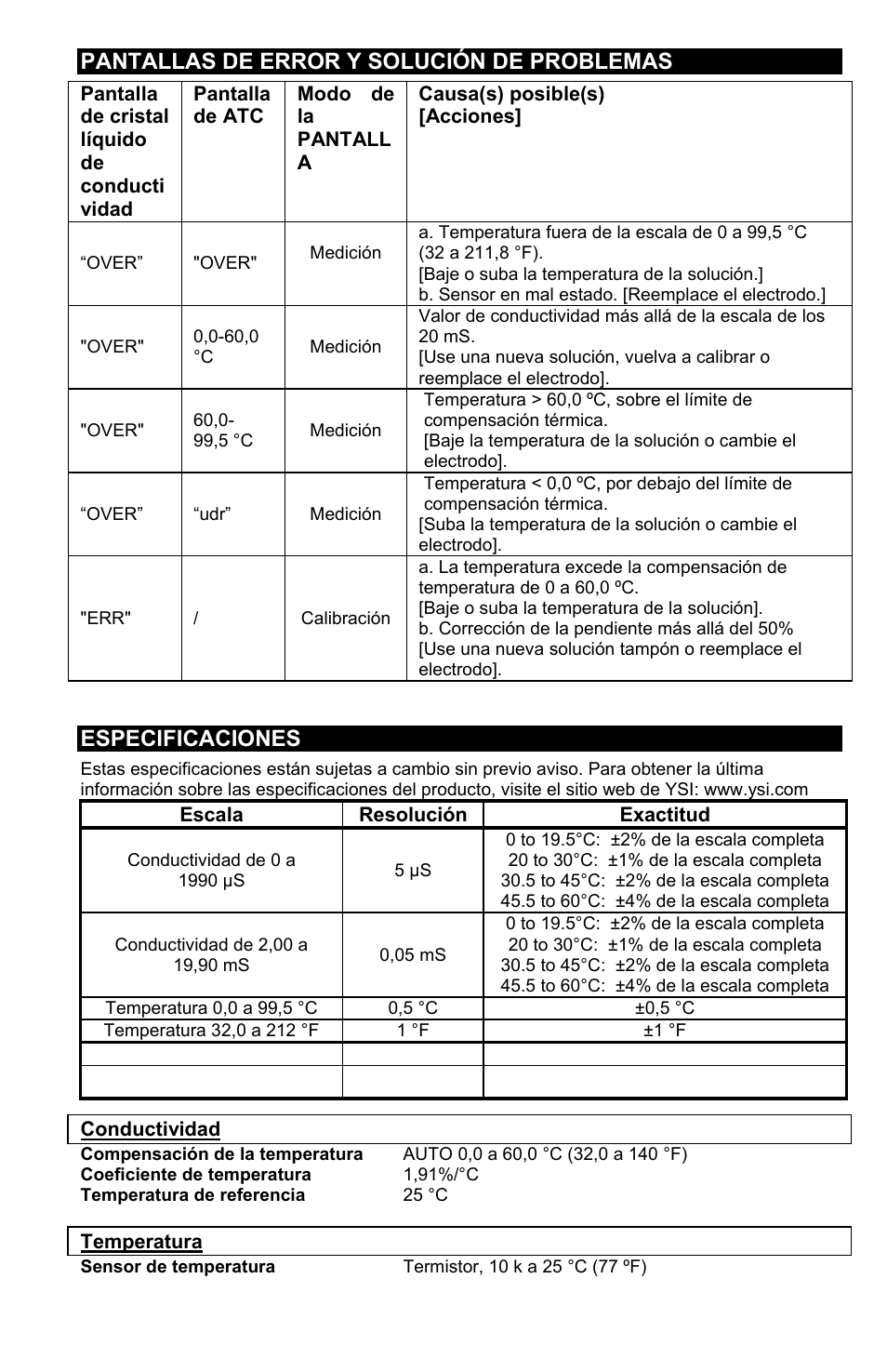 YSI EC30A User Manual | Page 7 / 12