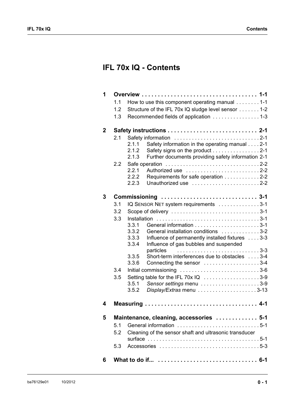 Ifl 70x iq - contents | YSI IFL 700 IQ User Manual | Page 3 / 46