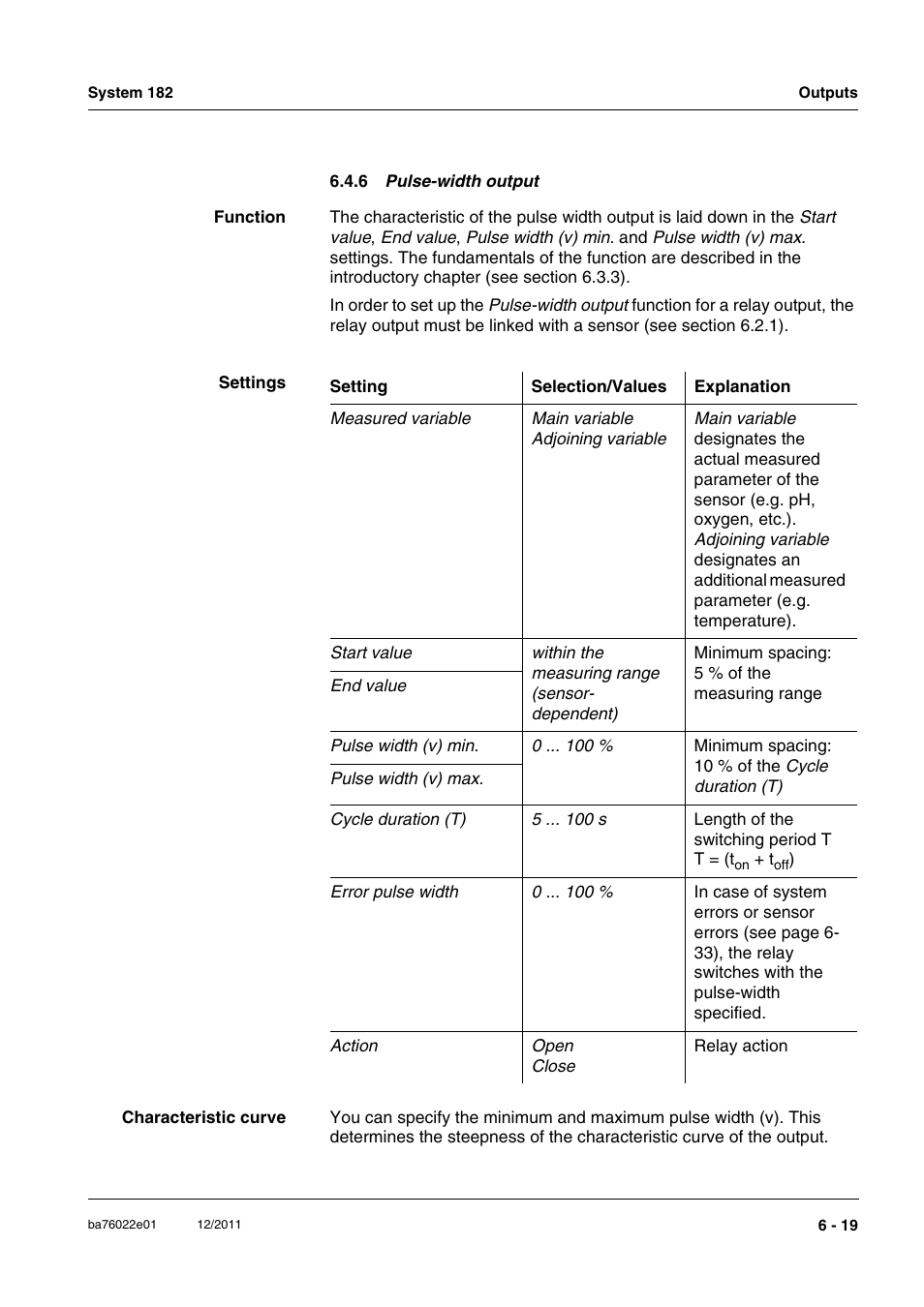 6 pulse-width output, Pulse-width o, Section 6.4.6 | YSI IQ S ENSOR N ET System 182 User Manual | Page 109 / 152