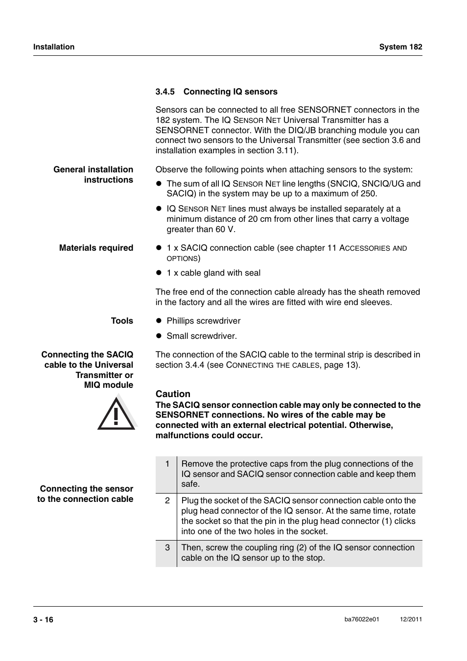 5 connecting iq sensors, Connecting iq sensors -16 | YSI IQ S ENSOR N ET System 182 User Manual | Page 30 / 152