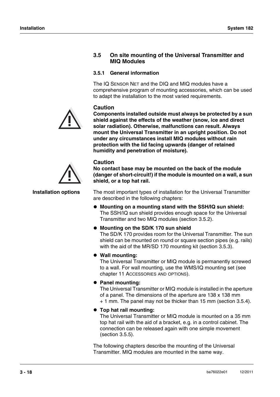 1 general information, General information -18 | YSI IQ S ENSOR N ET System 182 User Manual | Page 32 / 152