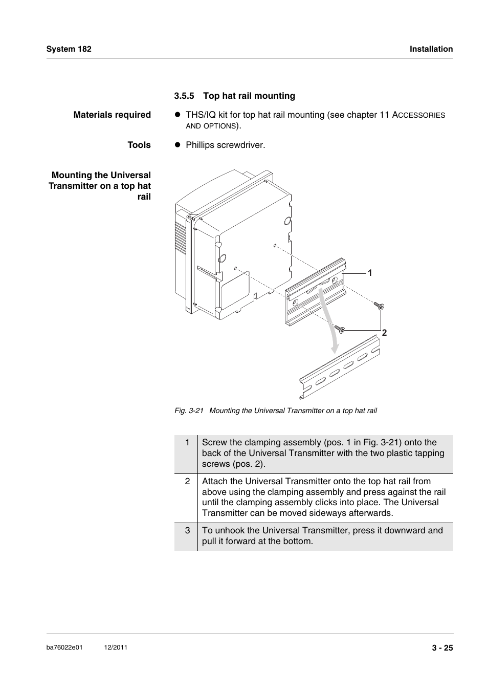 5 top hat rail mounting, Top hat rail mounting -25, Section 3.5.5) | YSI IQ S ENSOR N ET System 182 User Manual | Page 39 / 152