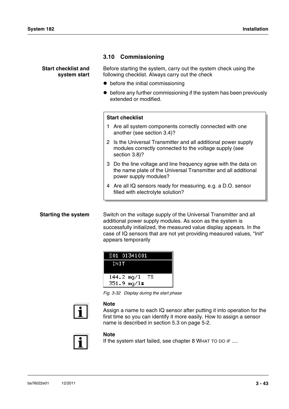 10 commissioning, 10 commissioning -43 | YSI IQ S ENSOR N ET System 182 User Manual | Page 57 / 152
