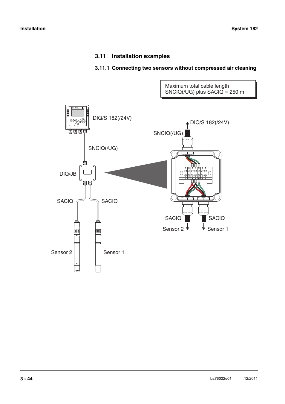 11 installation examples, 11 installation examples -44, Es in section 3.11) | Snciq(/ug) | YSI IQ S ENSOR N ET System 182 User Manual | Page 58 / 152