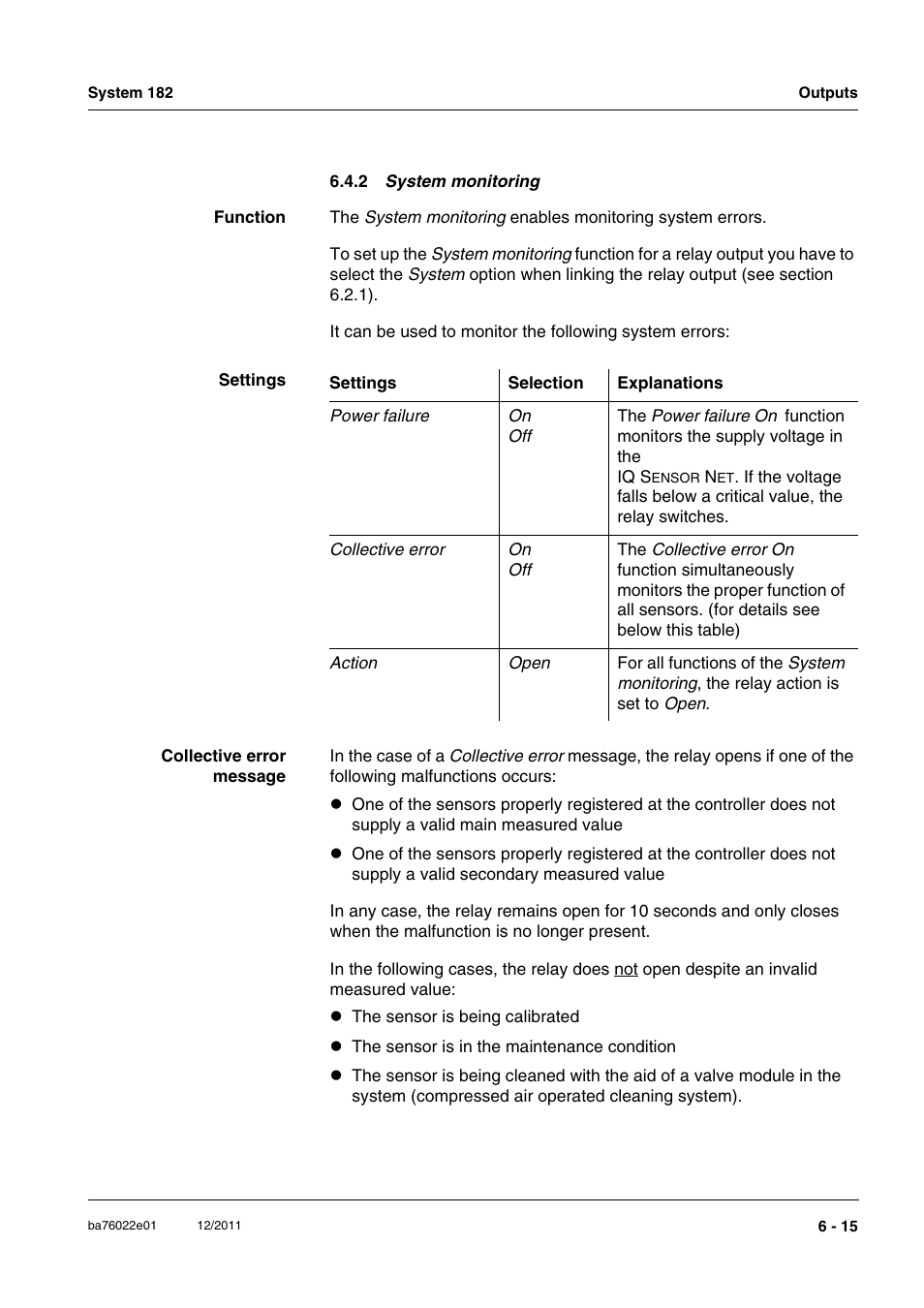 2 system monitoring, Syst, Section 6.4.2 | YSI IQ S ENSOR N ET DIQ/S 182 XT User Manual | Page 111 / 224
