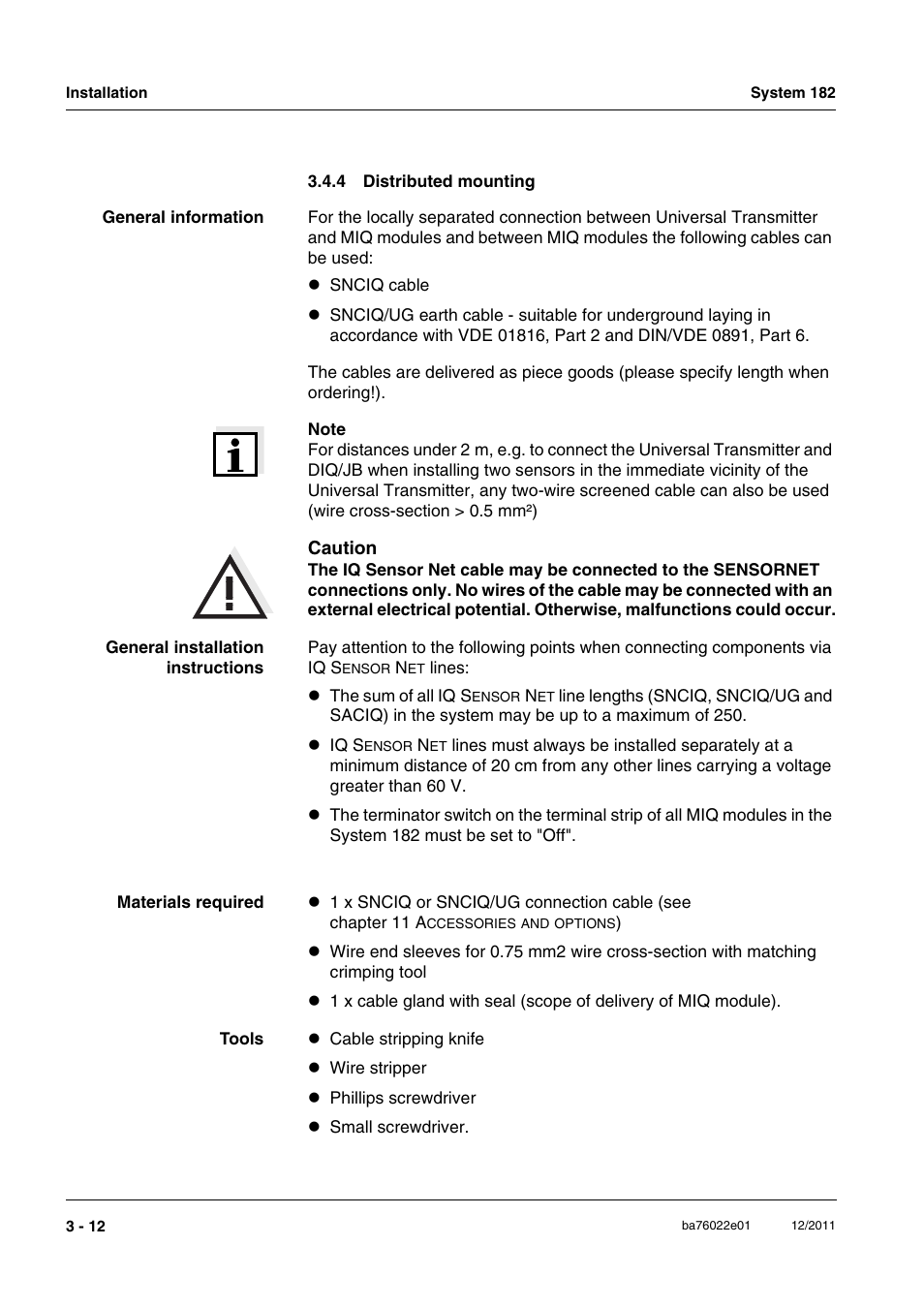 4 distributed mounting, Distributed mounting -12 | YSI IQ S ENSOR N ET DIQ/S 182 XT User Manual | Page 32 / 224