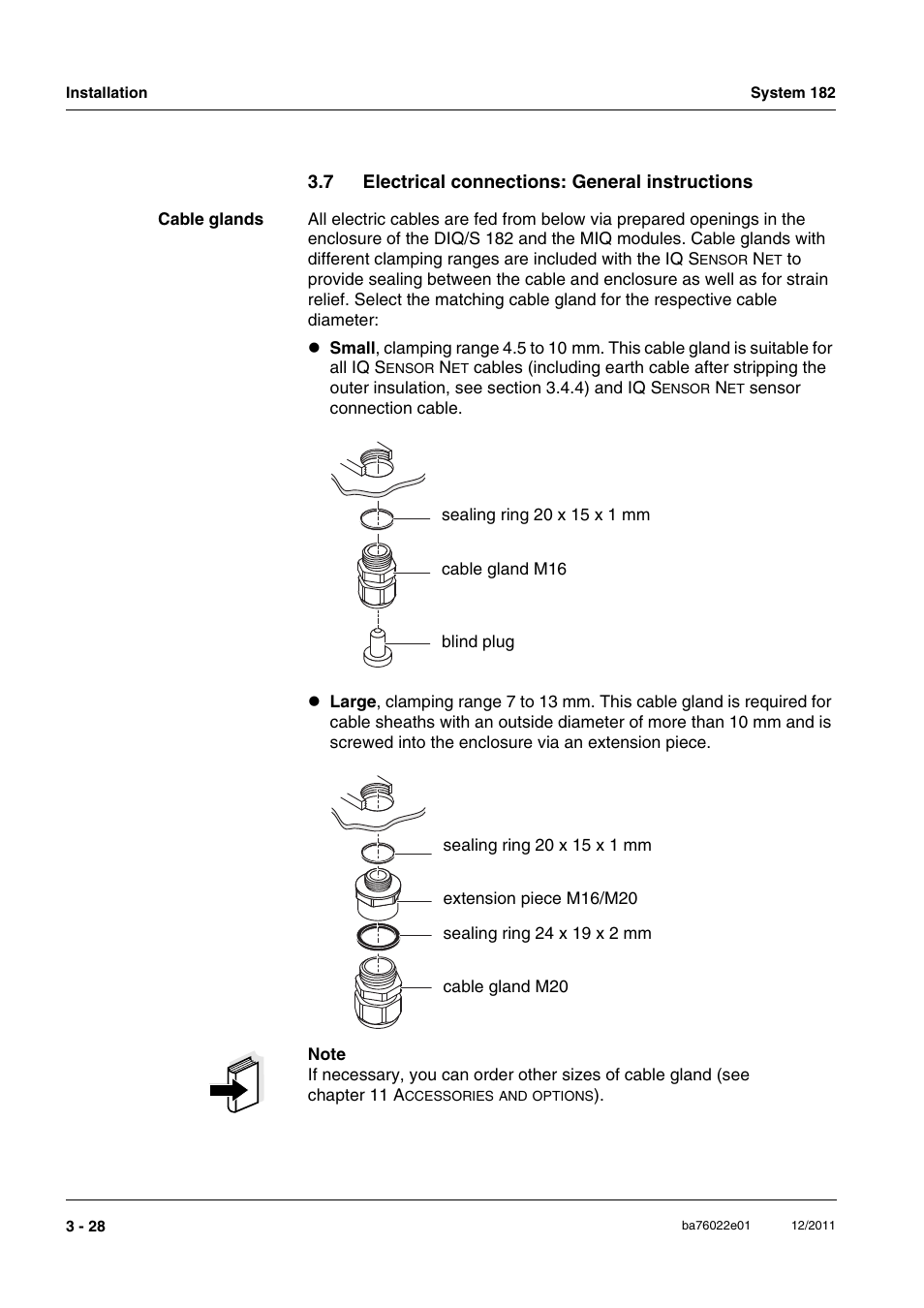 7 electrical connections: general instructions, Electrical connections: general instructions -28 | YSI IQ S ENSOR N ET DIQ/S 182 XT User Manual | Page 48 / 224