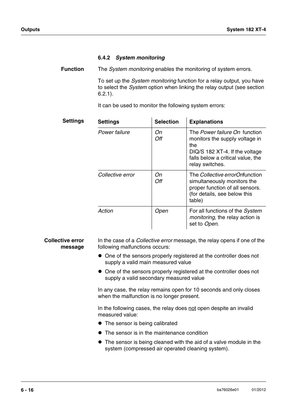 2 system monitoring, Syst, E section 6.4.2 | YSI DIQ/S 182 XT-4 System 182 XT-4 User Manual | Page 108 / 154