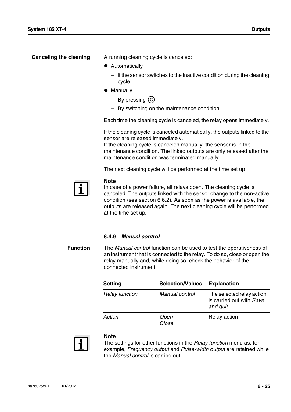 9 manual control, E section 6.4.9 | YSI DIQ/S 182 XT-4 System 182 XT-4 User Manual | Page 117 / 154