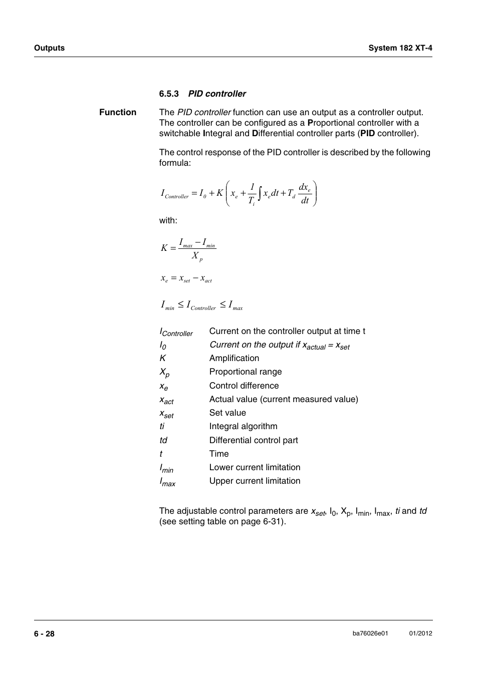 3 pid controller | YSI DIQ/S 182 XT-4 System 182 XT-4 User Manual | Page 120 / 154