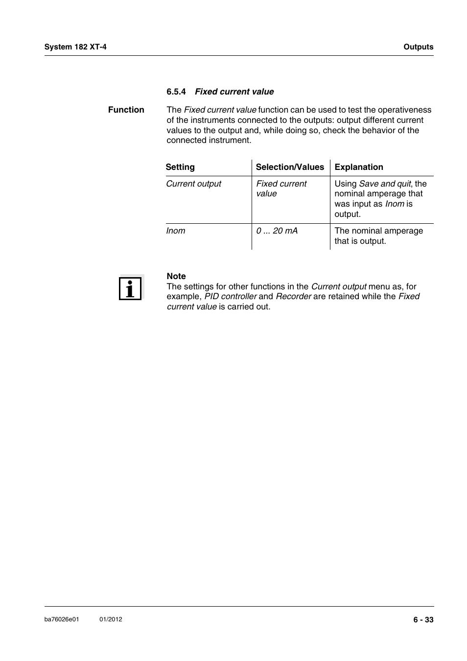 4 fixed current value | YSI DIQ/S 182 XT-4 System 182 XT-4 User Manual | Page 125 / 154