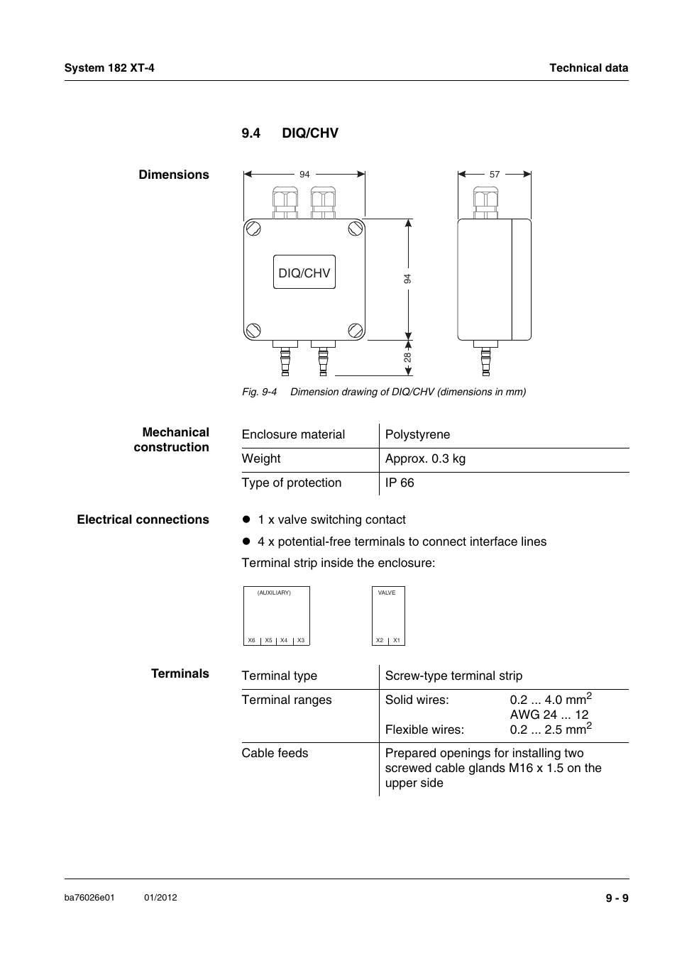 4 diq/chv, Diq/chv -9 | YSI DIQ/S 182 XT-4 System 182 XT-4 User Manual | Page 141 / 154