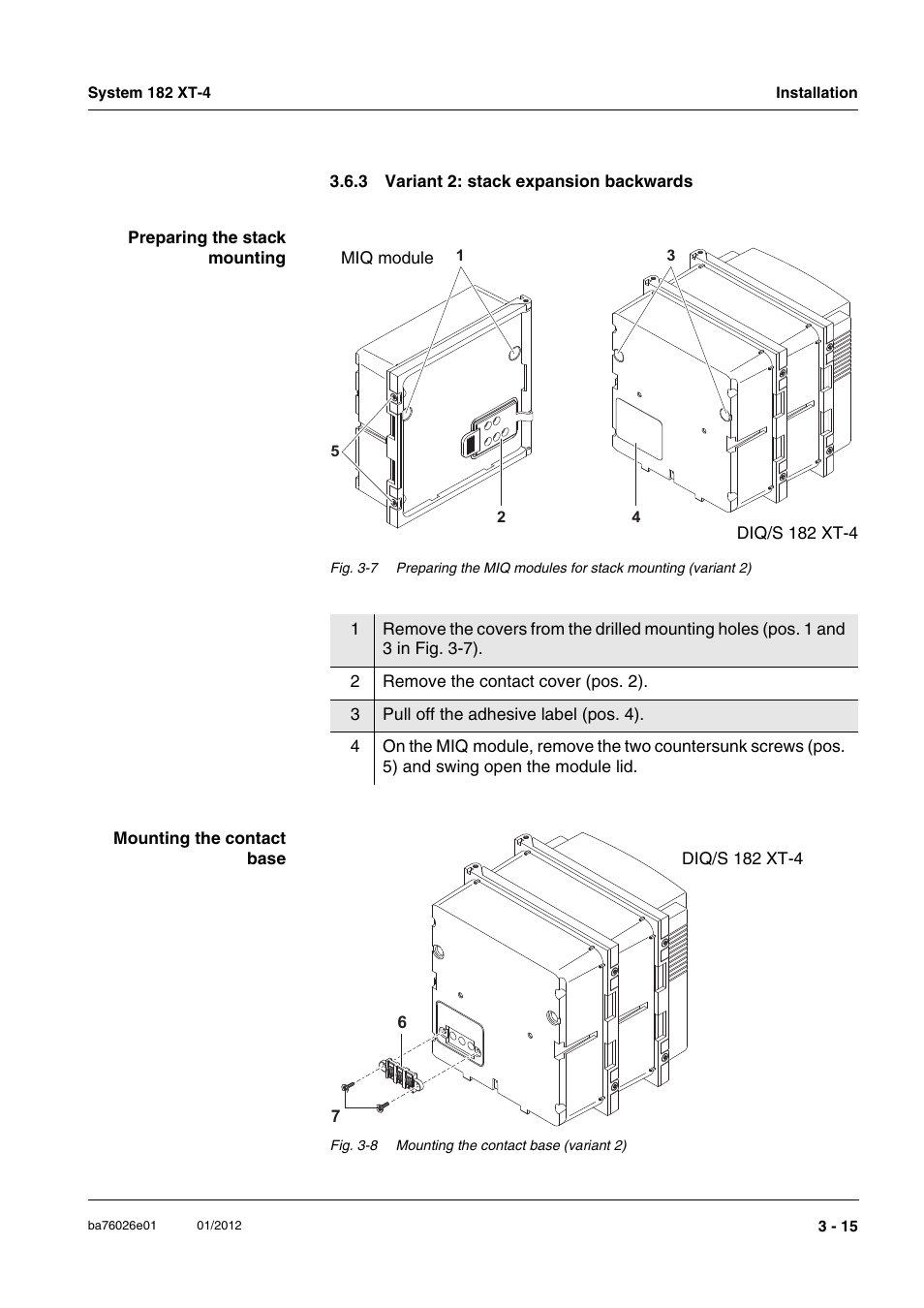 3 variant 2: stack expansion backwards, Variant 2: stack expansion backwards -15 | YSI DIQ/S 182 XT-4 System 182 XT-4 User Manual | Page 29 / 154