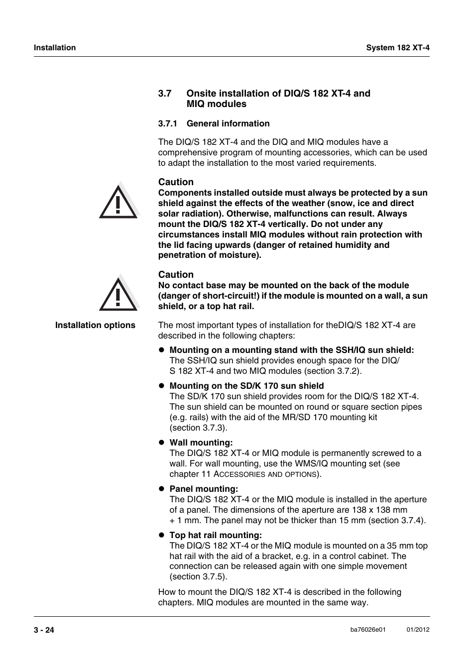 1 general information, General information -24 | YSI DIQ/S 182 XT-4 System 182 XT-4 User Manual | Page 38 / 154