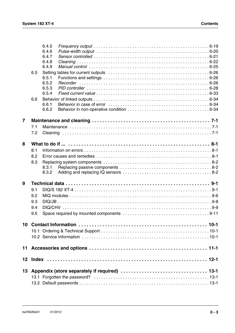 YSI DIQ/S 182 XT-4 System 182 XT-4 User Manual | Page 5 / 154