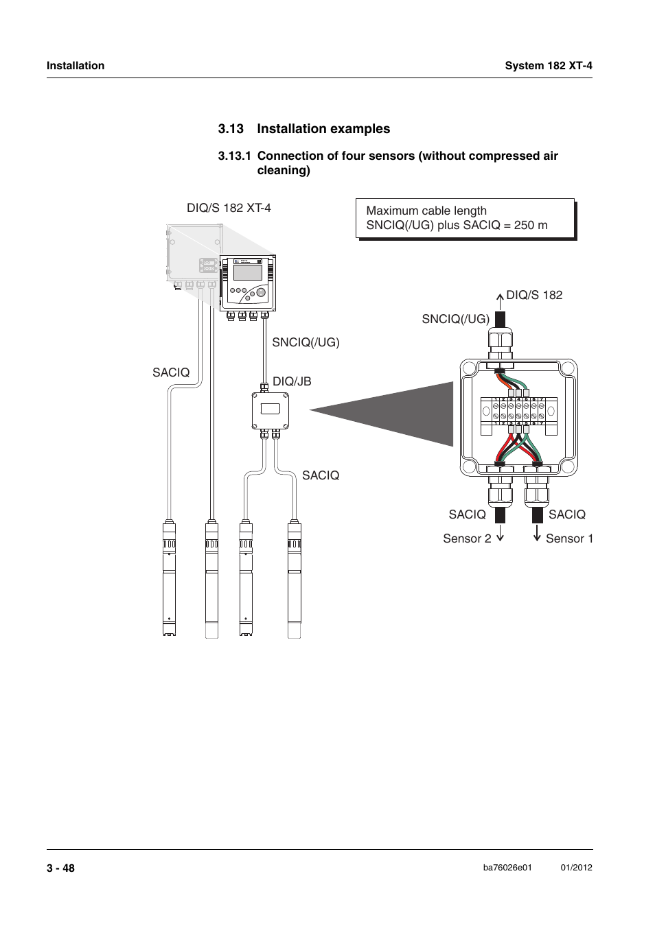 13 installation examples, 13 installation examples -48, In section 3.13 i | Nstallation, Examples, And installation examples in section 3.13), Snciq(/ug) | YSI DIQ/S 182 XT-4 System 182 XT-4 User Manual | Page 62 / 154