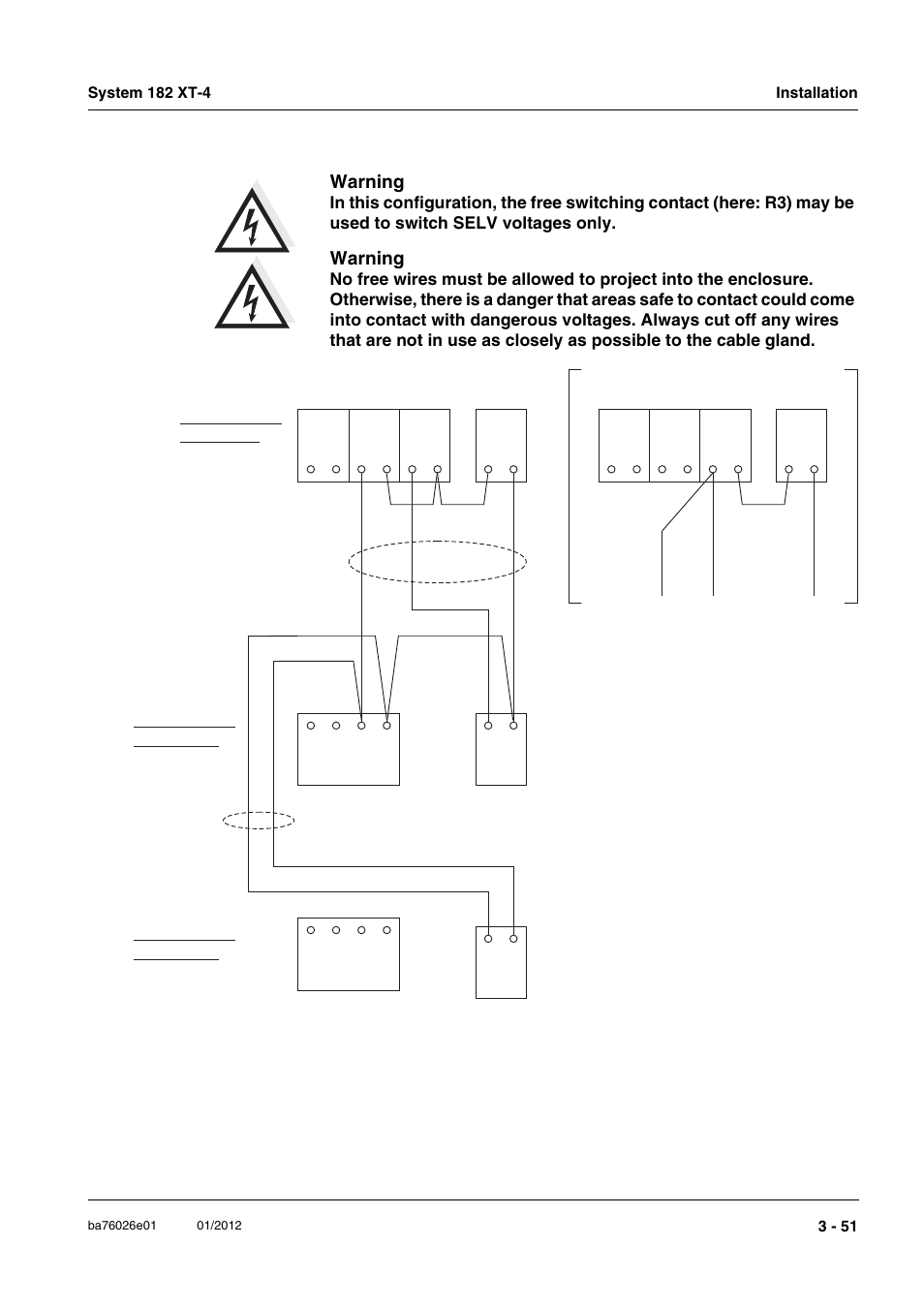 Warning, Valve control line 1 valve control line 2 | YSI DIQ/S 182 XT-4 System 182 XT-4 User Manual | Page 65 / 154