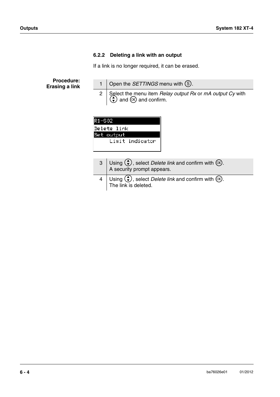 2 deleting a link with an output, Deleting a link with an output -4 | YSI DIQ/S 182 XT-4 System 182 XT-4 User Manual | Page 96 / 154