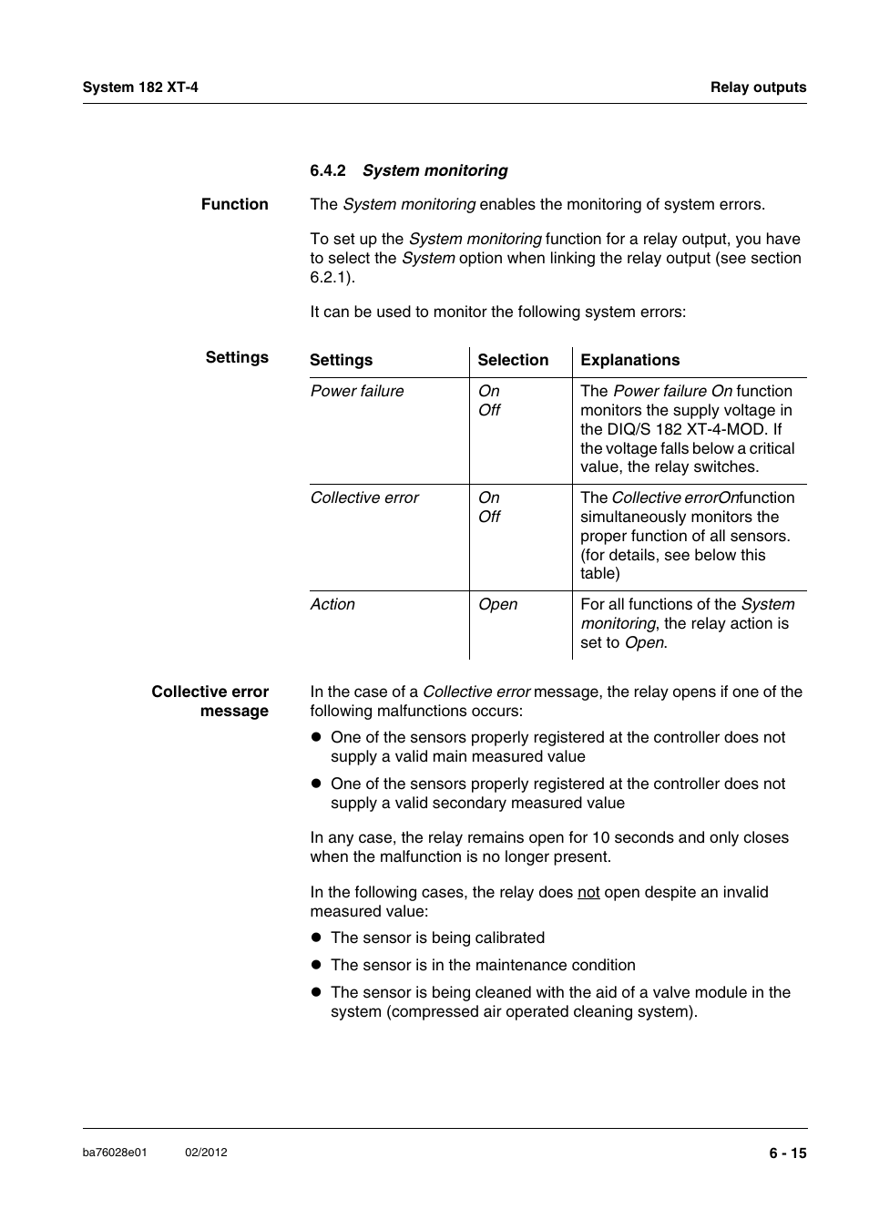 2 system monitoring, Syst, See section 6.4.2 | YSI DIQ/S 182 XT-4-MOD User Manual | Page 105 / 160