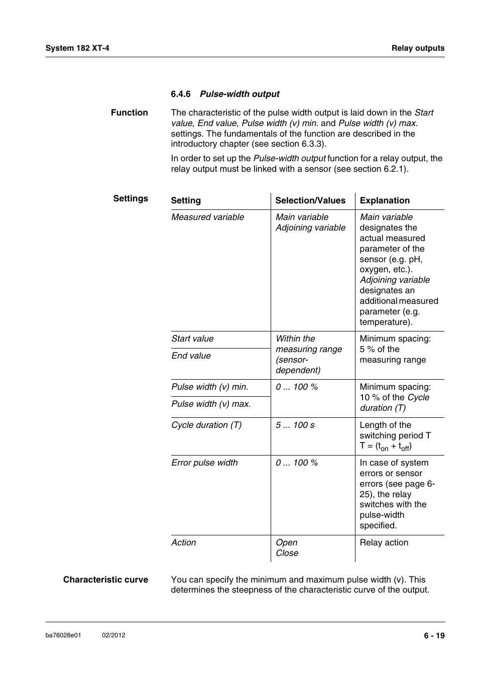 6 pulse-width output, Pulse-width o, See section 6.4.6 | YSI DIQ/S 182 XT-4-MOD User Manual | Page 109 / 160