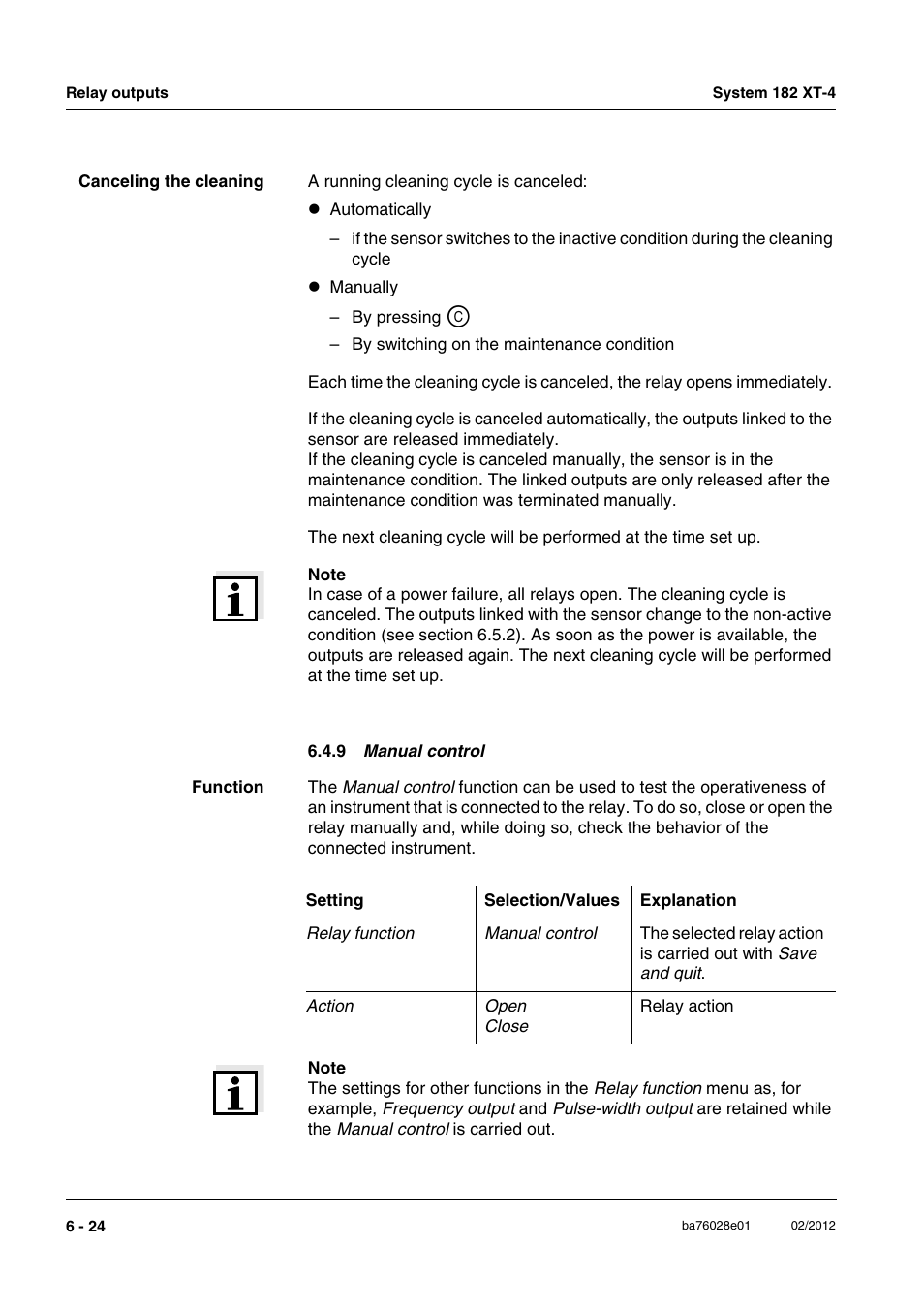 9 manual control, See section 6.4.9 | YSI DIQ/S 182 XT-4-MOD User Manual | Page 114 / 160