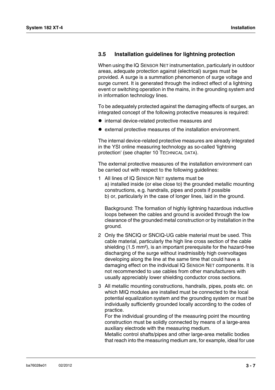 5 installation guidelines for lightning protection | YSI DIQ/S 182 XT-4-MOD User Manual | Page 21 / 160