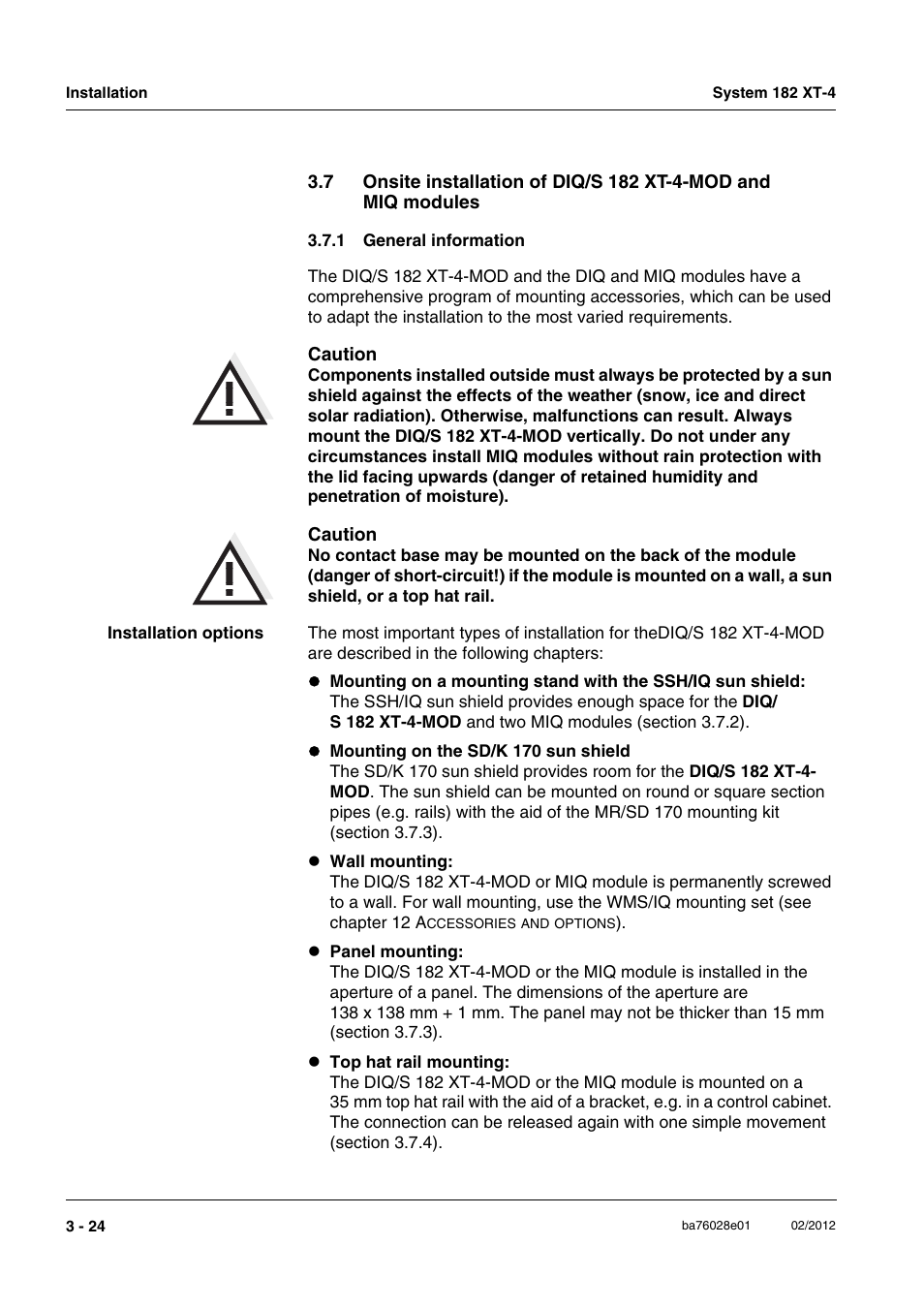 1 general information, General information -24 | YSI DIQ/S 182 XT-4-MOD User Manual | Page 38 / 160