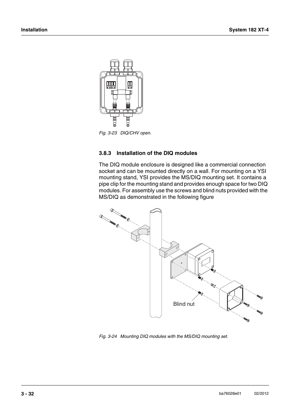 3 installation of the diq modules, Installation of the diq modules -32 | YSI DIQ/S 182 XT-4-MOD User Manual | Page 46 / 160