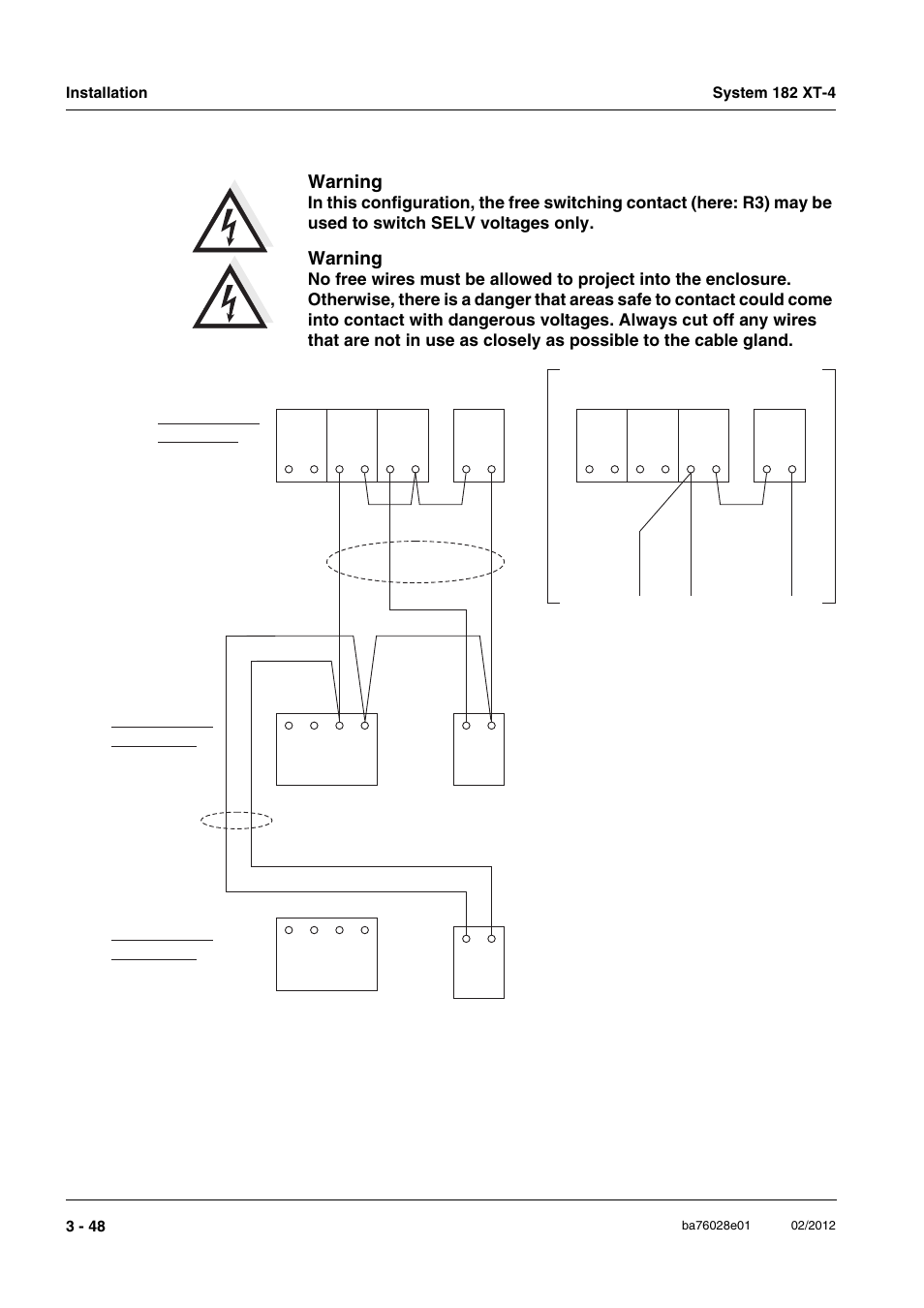 Warning, Valve control line 1 valve control line 2 | YSI DIQ/S 182 XT-4-MOD User Manual | Page 62 / 160