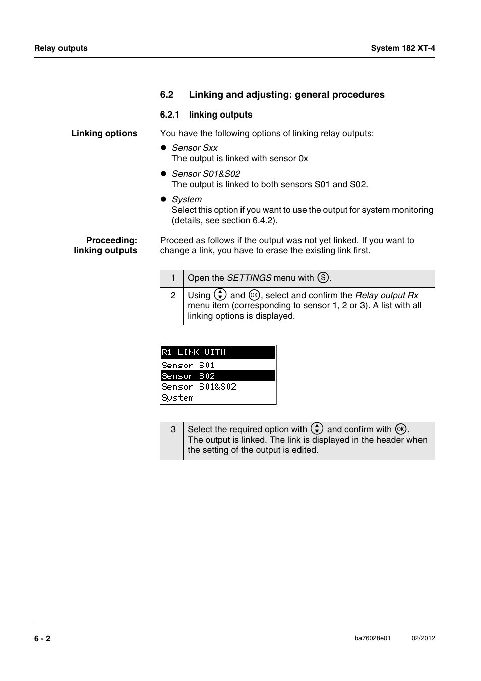 2 linking and adjusting: general procedures, 1 linking outputs, Linking and adjusting: general procedures -2 6.2.1 | Linking outputs -2 | YSI DIQ/S 182 XT-4-MOD User Manual | Page 92 / 160