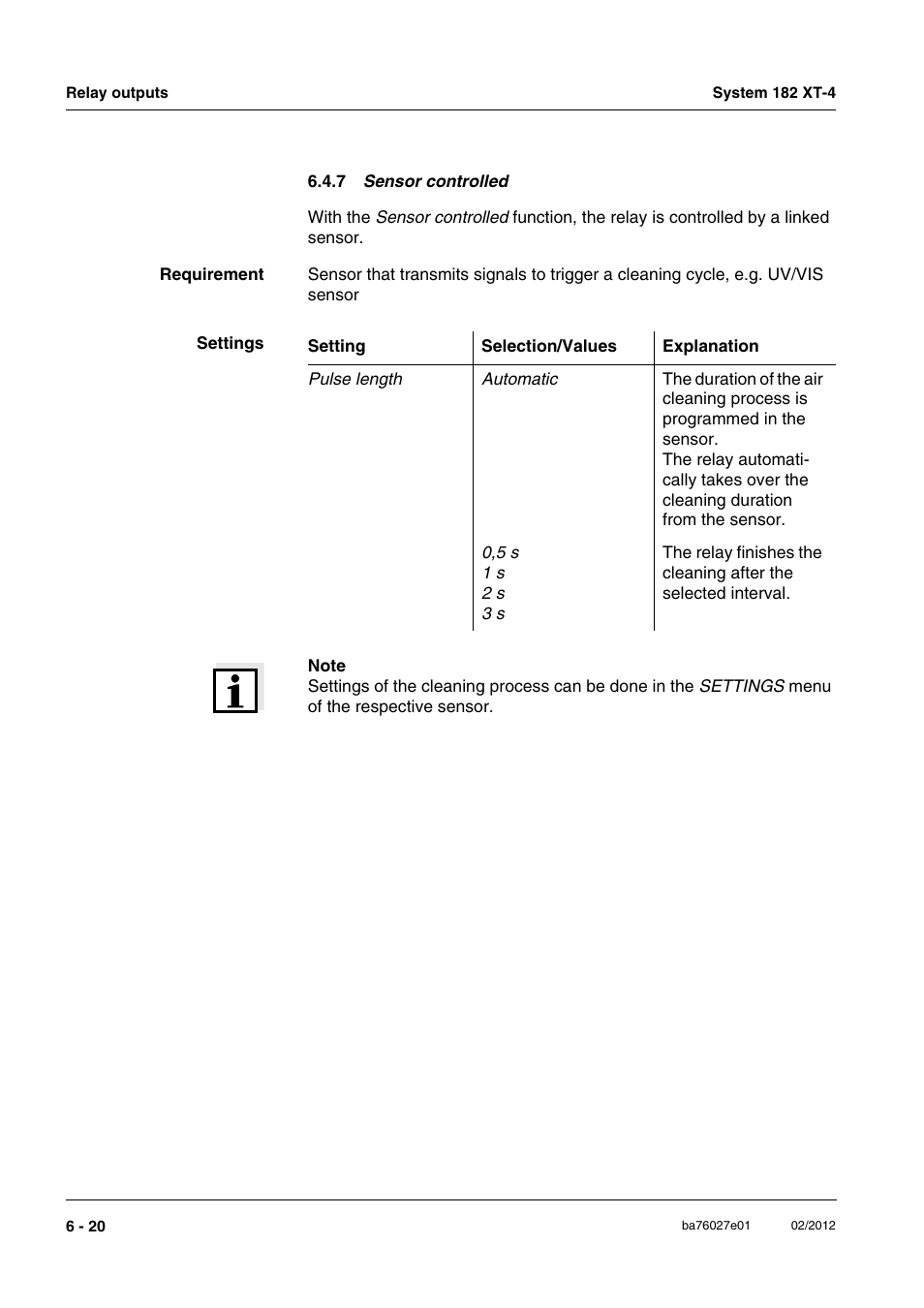 7 sensor controlled, See section 6.4.7 | YSI DIQ/S 182 XT-4-PR User Manual | Page 110 / 158