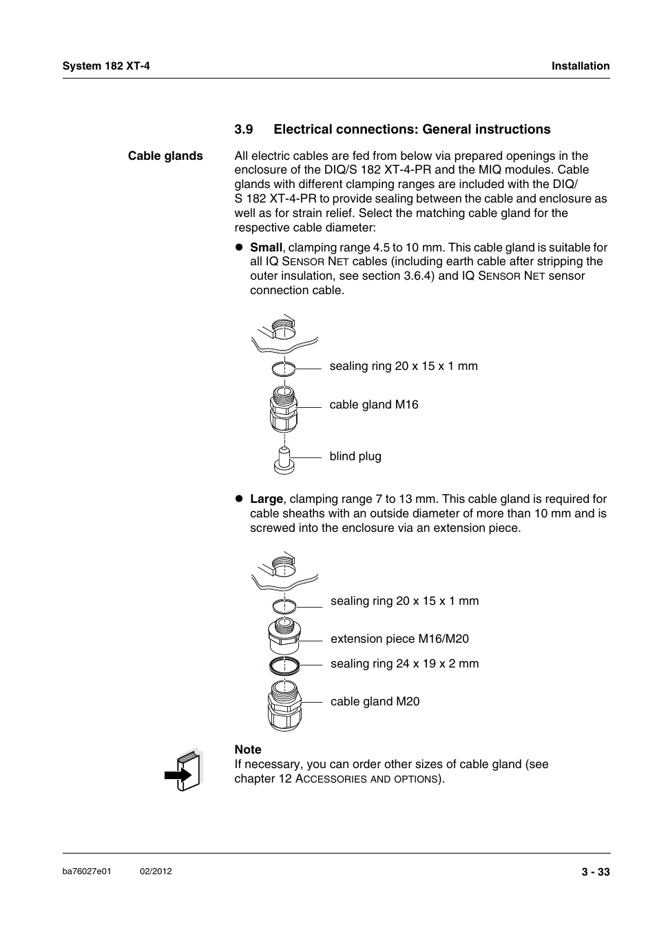 9 electrical connections: general instructions, Electrical connections: general instructions -33, Section 3.9 | See section 3.9 on | YSI DIQ/S 182 XT-4-PR User Manual | Page 47 / 158