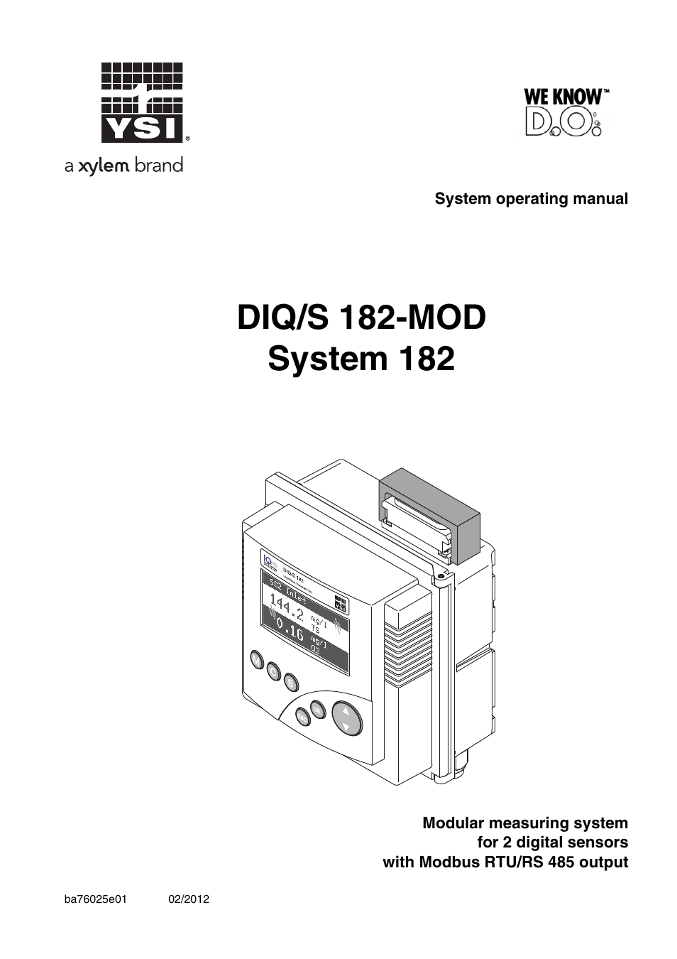 YSI DIQ/S 182-MOD System 182 User Manual | 154 pages