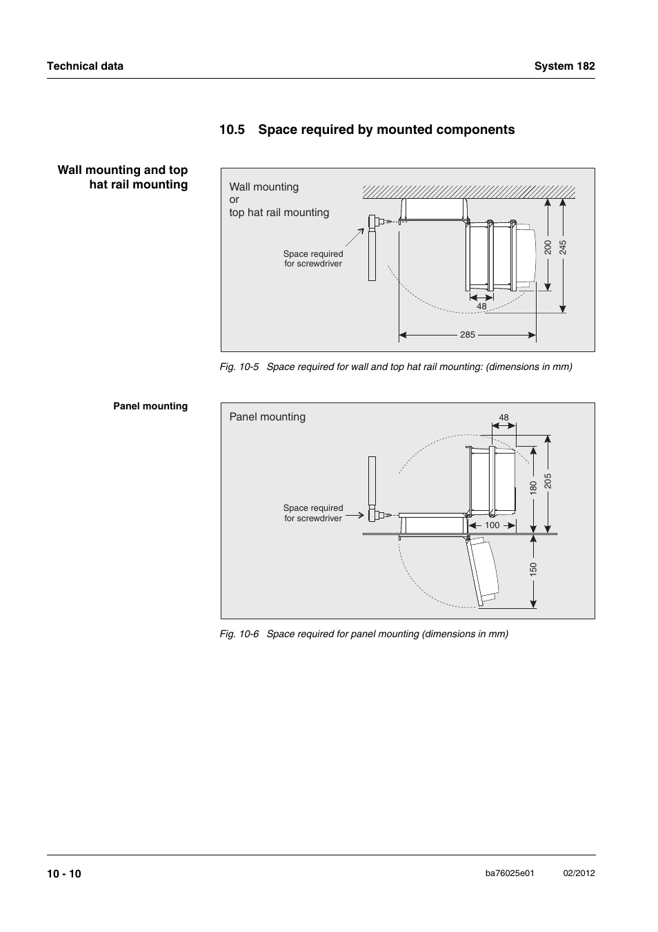 5 space required by mounted components, 5 space required by mounted components -10, Gs in section 10.5 | YSI DIQ/S 182-MOD System 182 User Manual | Page 144 / 154