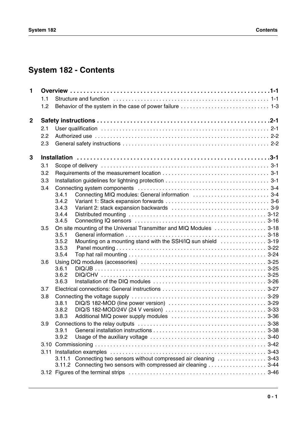 System 182 - contents | YSI DIQ/S 182-MOD System 182 User Manual | Page 3 / 154