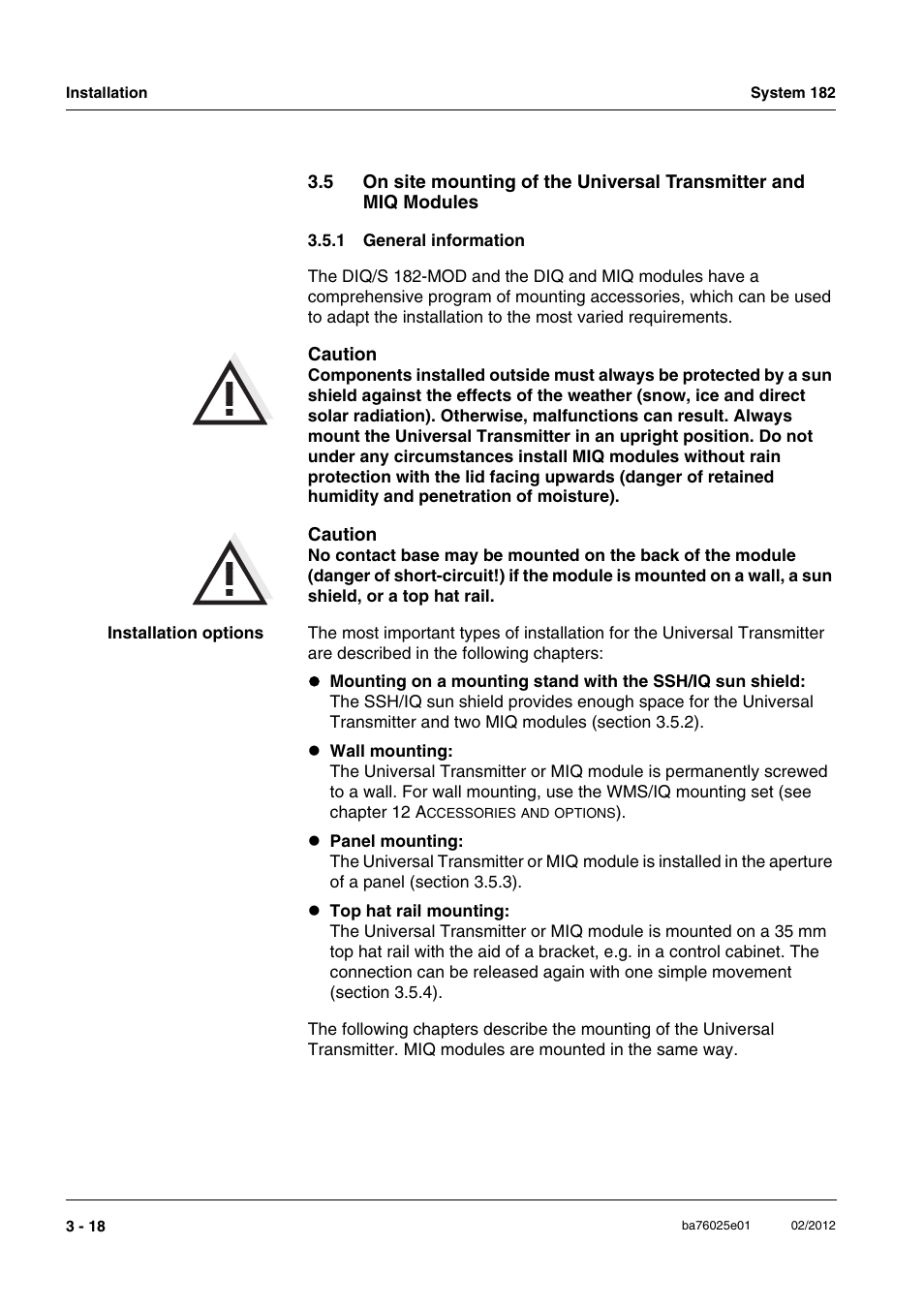 1 general information, General information -18 | YSI DIQ/S 182-MOD System 182 User Manual | Page 32 / 154