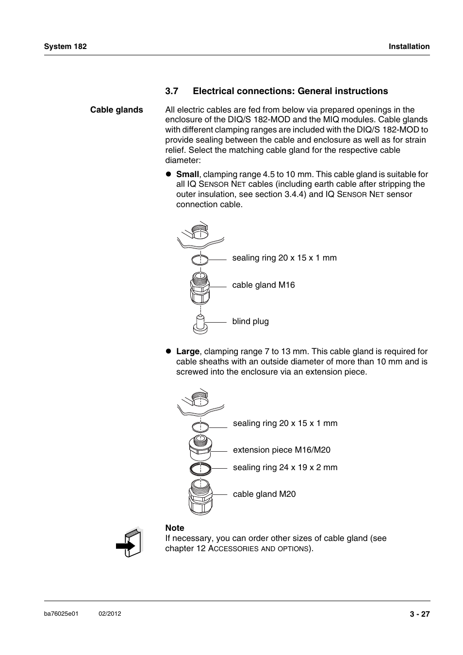 7 electrical connections: general instructions, Electrical connections: general instructions -27 | YSI DIQ/S 182-MOD System 182 User Manual | Page 41 / 154