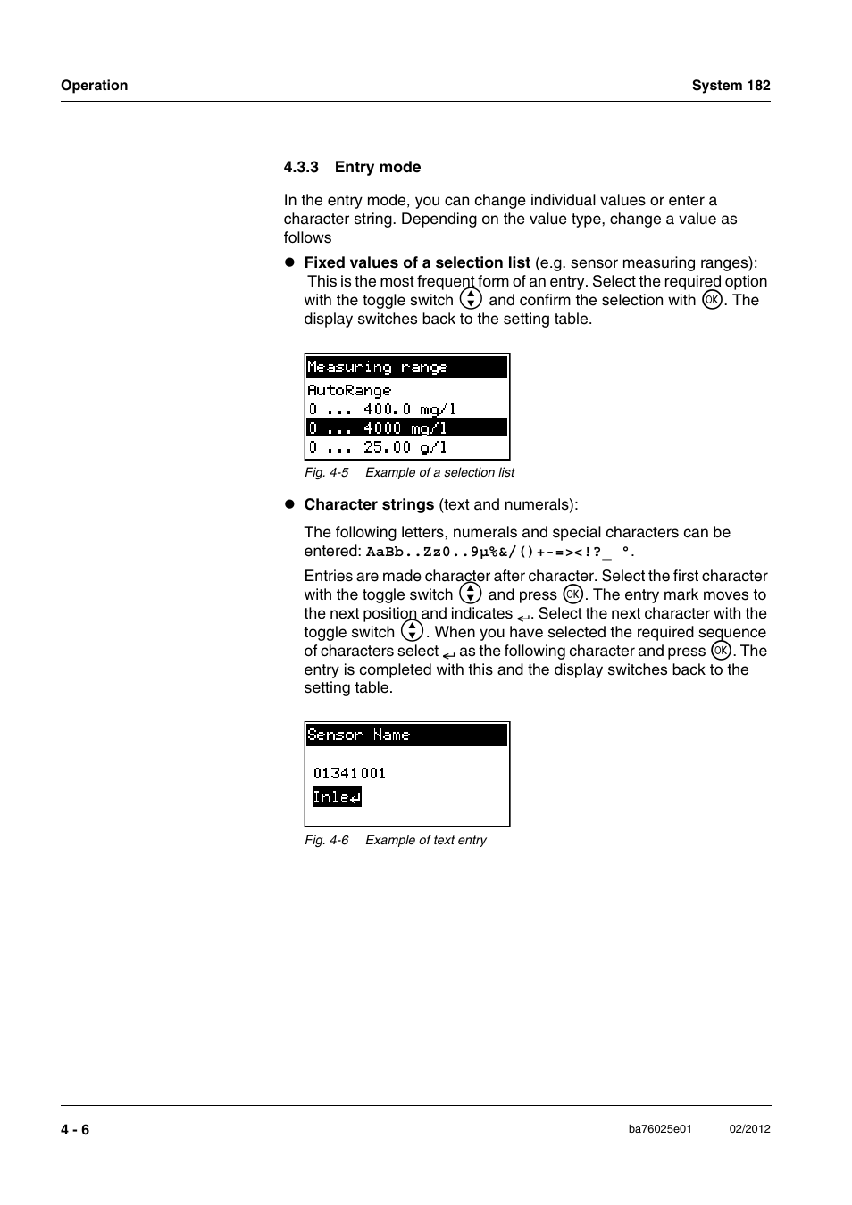 3 entry mode, Entry mode -6 | YSI DIQ/S 182-MOD System 182 User Manual | Page 68 / 154