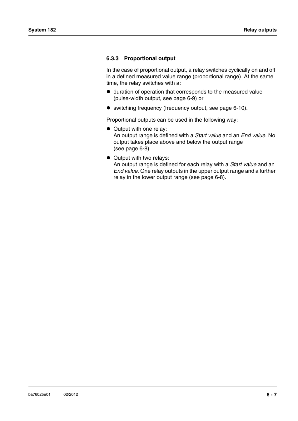 3 proportional output, Proportional output -7, Nal output (see section 6.3.3) | Put (see section 6.3.3 | YSI DIQ/S 182-MOD System 182 User Manual | Page 93 / 154