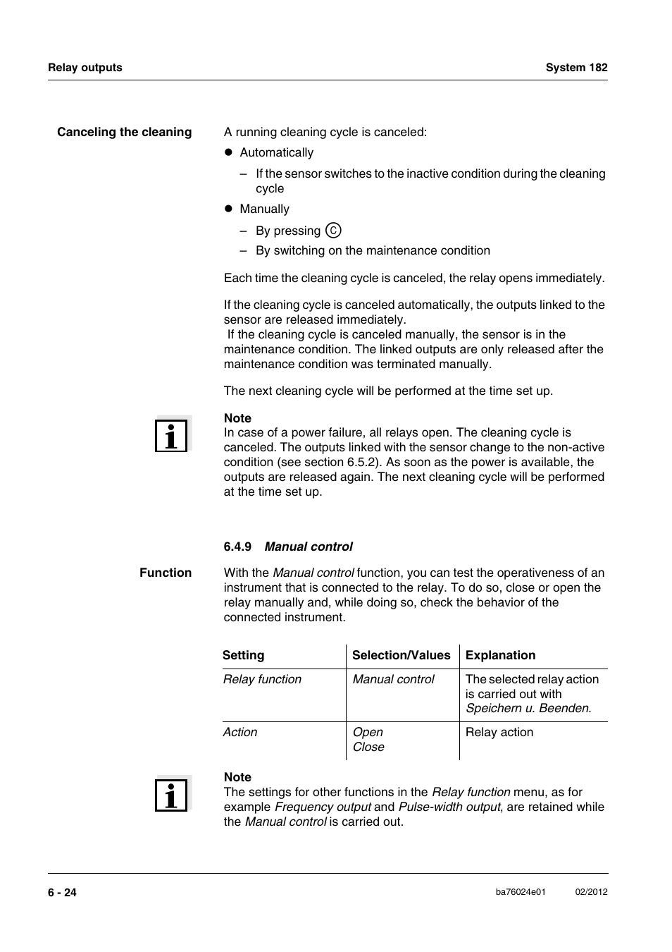 9 manual control, Section 6.4.9 | YSI DIQ/S 182-PR System 182 User Manual | Page 108 / 150