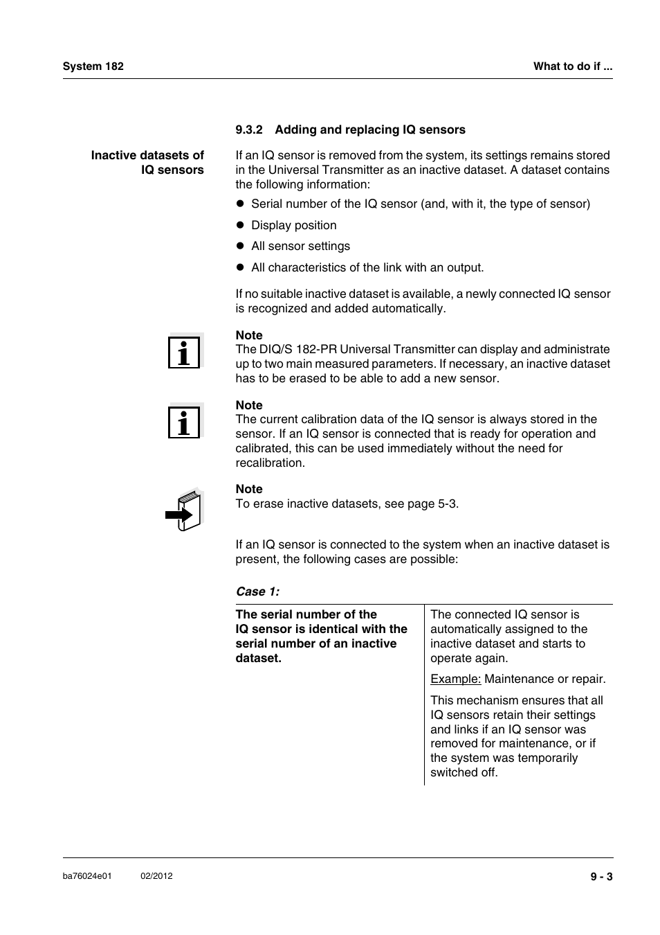 2 adding and replacing iq sensors, Adding and replacing iq sensors -3 | YSI DIQ/S 182-PR System 182 User Manual | Page 127 / 150