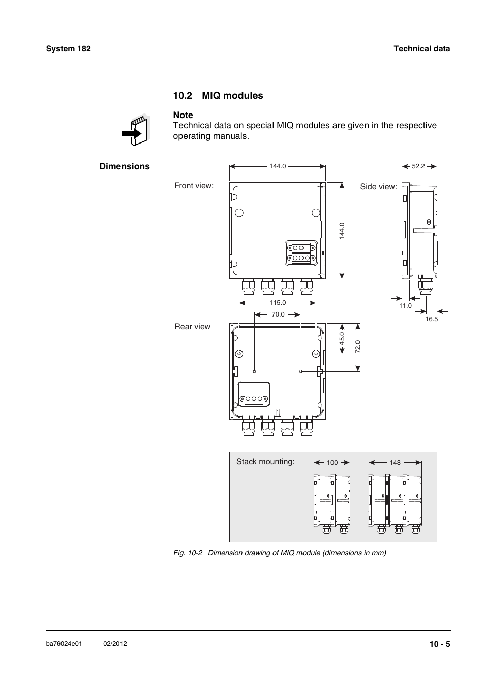 2 miq modules, 2 miq modules -5 | YSI DIQ/S 182-PR System 182 User Manual | Page 135 / 150