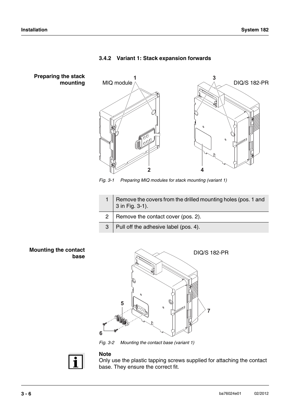 2 variant 1: stack expansion forwards, Variant 1: stack expansion forwards -6 | YSI DIQ/S 182-PR System 182 User Manual | Page 20 / 150