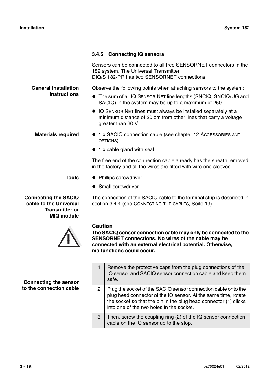 5 connecting iq sensors, Connecting iq sensors -16 | YSI DIQ/S 182-PR System 182 User Manual | Page 30 / 150