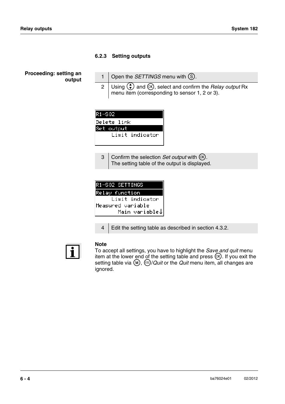 3 setting outputs, Setting outputs -4 | YSI DIQ/S 182-PR System 182 User Manual | Page 88 / 150