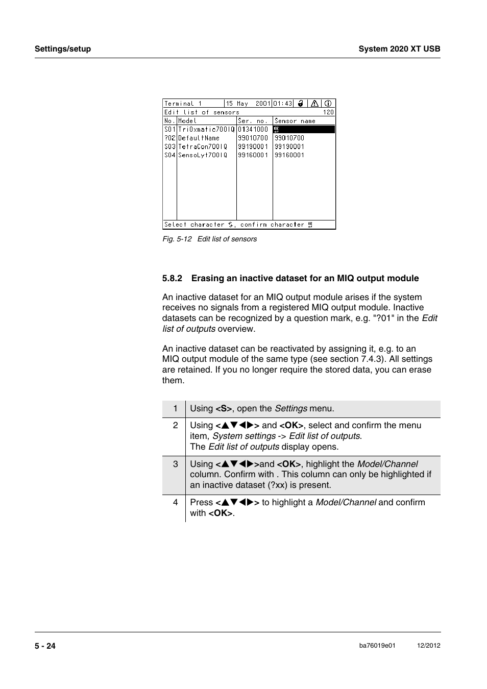 Section 5.8.2 | YSI IQ SensorNet 2020 XT Terminal User Manual | Page 144 / 196